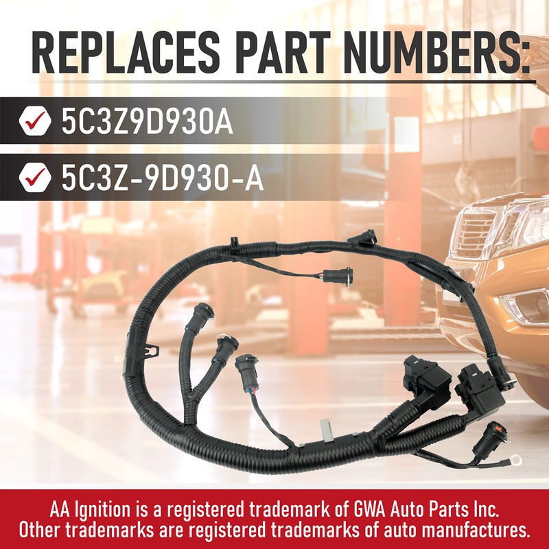 AA Ignition FICM Engine Fuel Injector Complete Wire Harness - Replaces Part 5C3Z9D930A, 5C3Z-9D930-A - Compatible with Ford Vehicles F250 F350 F450 F550-6.0L Diesel - 2003-2007 - Image 3